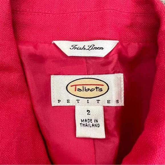 Talbots pink Irish linen blazer suit jacket size 2 petite 2P B52 - Picture 2 of 4